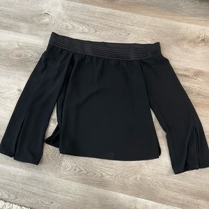 Zara black off the shoulder long sleeve top with detailed neck line. Size M